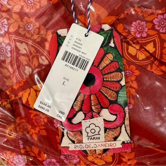 NEW Farm Rio Printed Cutout Tiered-Hem Boho Maxi Dress | Orange Motif - Picture 8 of 9